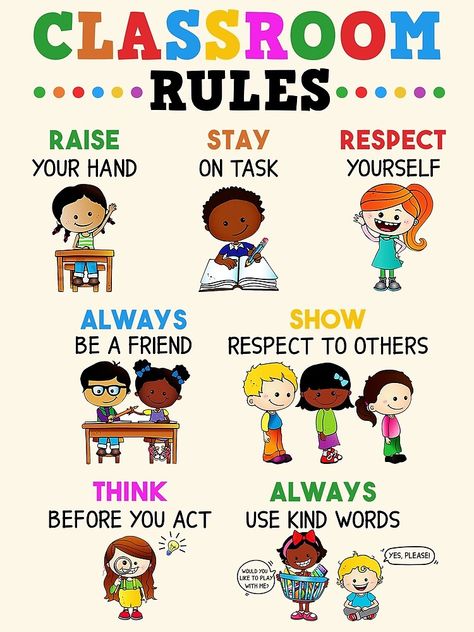 Having classroom rules and discussing with the students the importance of follwoing the rules creates a balance in the classroom. Teaching them that balance comes in different forms and classroom rules is one of those forms, to keep everything in order and running smoothly! Classroom Rules 1st Grade, Class 1 Decoration Ideas School, Rules Of Classroom Ideas, Classroom Rules Display Ideas, Classroom Rules 2nd Grade, Classroom Decorations For Grade 1, 1 Grade Classroom Decoration, Class Rules For Kindergarten, Classroom Rules For Grade 1