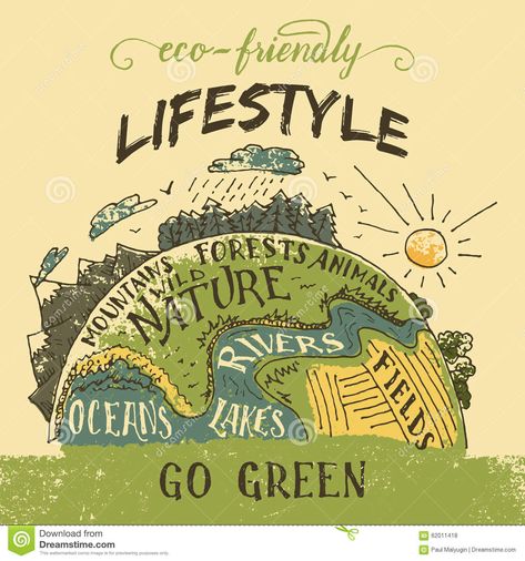 Eco friendly lifestyle concept. Go green eco poster Go Green Poster Design, Go Green Poster, Green Poster Design, Go Green Posters, Learn Lettering, Save Earth Posters, Pro Planet, Eco Friendly Lifestyle, Green Posters