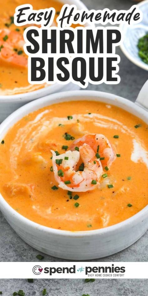 Tomato Soup With Shrimp, Shrimp Bisque Soup, Seafood Bisque Recipe Easy, Prawn Bisque, Shrimp Bisque Recipe, Zucchini Latkes, Seafood Bisque Recipe, Shrimp Soup Recipes, Seafood Soups