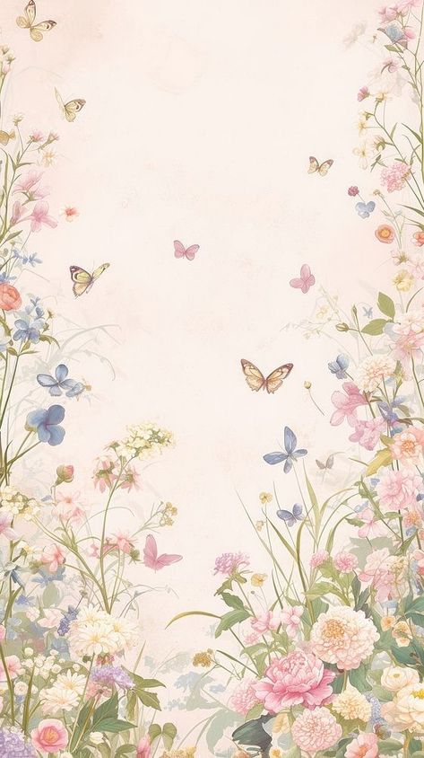 Cute Floral Wallpapers For Phone, Graphic Wallpaper Design, Flower Art Pattern, Flower With Butterfly Painting, Pastel Floral Background Wallpapers, Ipad Widget Pictures, Wild Flower Wallpaper Iphone Wallpapers, Arte Wallpaper Aesthetic, Cute Designs Wallpaper