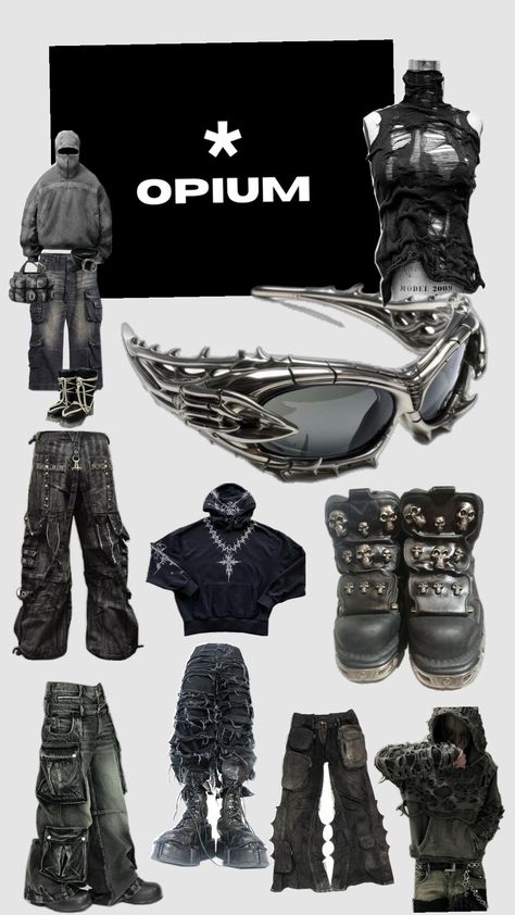 0piumcore Outfit, Cybersigilism Outfit, Knight Inspired Outfit, Full Jeans Outfit, Opiumcore Outfits, Playboi Carti Outfits, Fire Clothes, Vampire Clothes, Masc Outfits