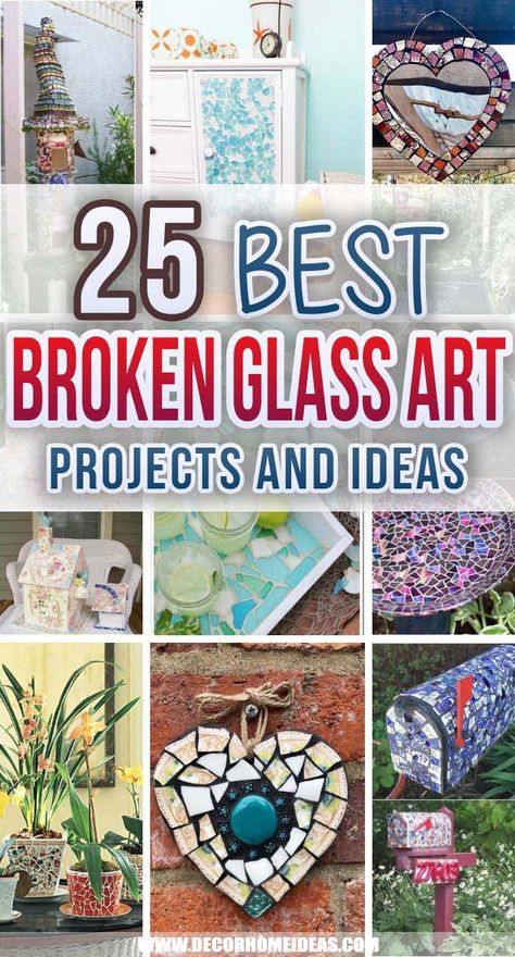 Best Broken Glass Art Ideas. Check out these broken glass art projects and ideas before throwing away all the unused china and glass from your home. There are some spectacular DIY projects you can do in no time. #decorhomeideas Glass Projects Diy Ideas, Recycled Glass Art Projects, Mosaics From Broken Dishes, Glass Mosaic Tiles Craft, Diy Glass Projects, Glass Tile Crafts Ideas, Glass Scraps Projects, Glass Mosaics Ideas, China Mosaic Ideas