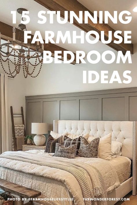 Artwork For Bedrooms, Masterbedroom Farmhouse Modern Design, Farmstyle Bedrooms, Rustic Modern Farmhouse Bedroom, Master Bed Makeover Bedroom Ideas, Farmhouse Master Bedrooms Decor Cozy, Farmhouse Master Bed Decor, Master Bed Remodel Bedroom Ideas, Farmhouse Bedroom Color Scheme