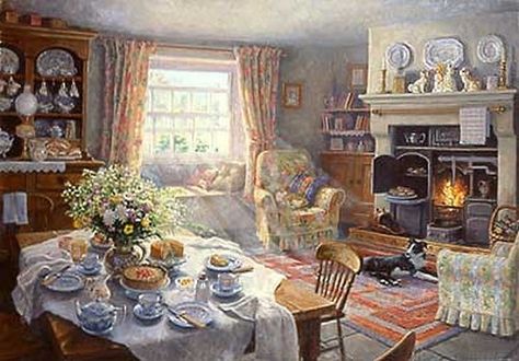 Stephen Darbyshire English Decor, Cottage Art, Cottage Interiors, English Cottage, Cozy Cottage, Interior Art, Cottage Decor, Country Cottage, Cottage Style