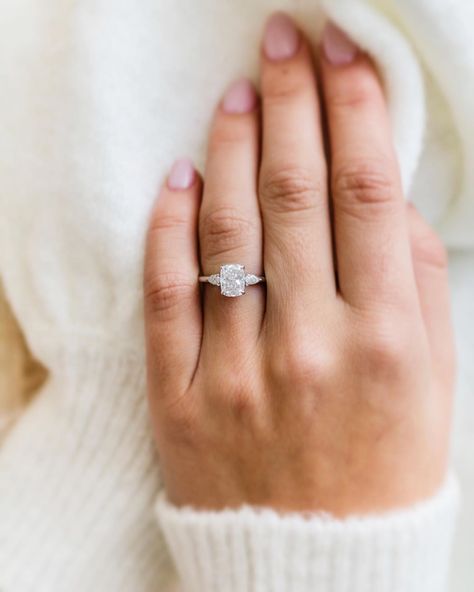 EAST WEST // GEM COMPANY on Instagram: “The pretty, petite way to do a three-stone ring. An elongated cushion with petite pear side stones and a pavé bridge 🎀 2.3 carats total…” Elongated Cushion Cut Engagement Ring, Bridal Jewellery Inspiration, White Stone Ring, Twig Engagement Ring, Radiant Engagement Rings, Moissanite Engagement Ring Halo, Elongated Cushion, Cushion Engagement Ring, Diamond Cluster Engagement Ring