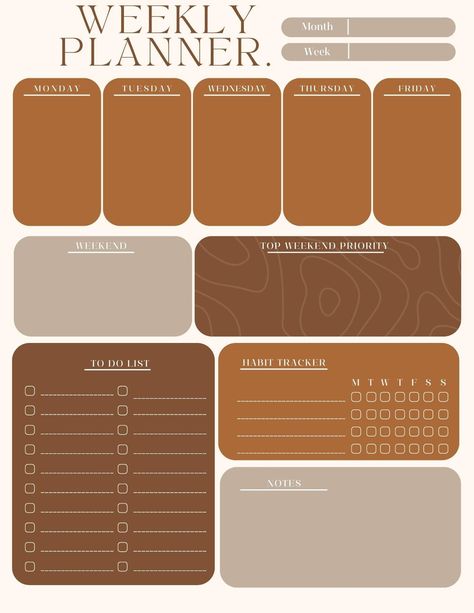 Minimalist Brown Aesthetic Planner Bundle Printable| Minimalist Brown Aesthetic PDF | Household Planner Bundle Brown Planner Aesthetic, Aesthetic Daily Planner Template Brown, Minimalist Brown Aesthetic, Cute Binder Ideas, Organized Ipad, Aesthetic Weekly Planner Template, Weekly Planner Aesthetic, Daily Planner Ideas, Best Weekly Planner