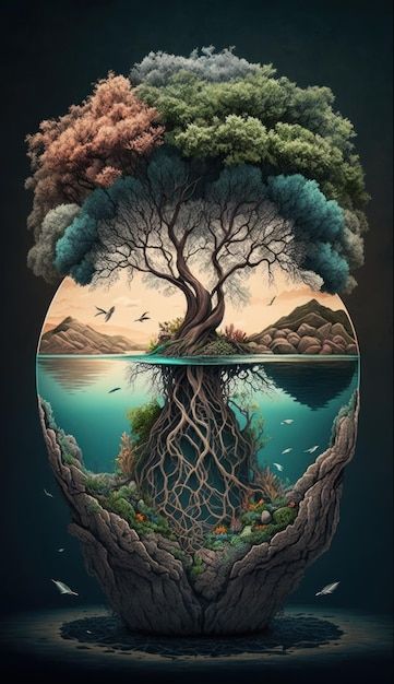 Rising above resilience concept with a t... | Premium Photo #Freepik #photo #ecosystem #tree-day #mother-earth #mother-nature Mother Earth Art, Earth Day Posters, Earth Drawings, Save Mother Earth, Tree Day, Old Paper Background, Rising Above, Save Nature, Environmental Engineering