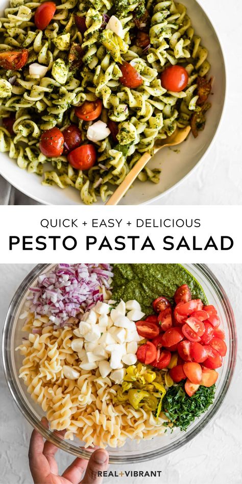 Resep Pasta, Cold Pasta Salad Recipes, Fermented Veggies, Plats Healthy, Resep Salad, Pesto Pasta Salad, Easy Pasta Salad Recipe, Dinner Recipes For Family, Salad Pasta