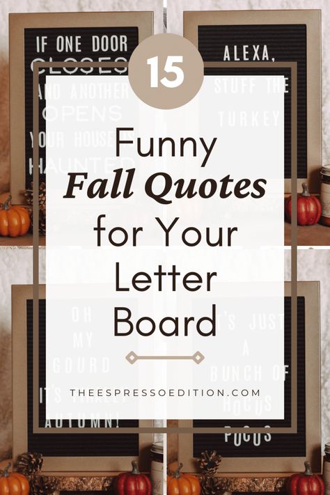 Raise your hand if you enjoy creating a seasonal letterboard! Here are 15 funny fall quotes to use this year. | letterboard | letterboard quotes | letterboard quotes funny | letterboard ideas | letterboard halloween | letterboard thanksgiving | fall letterboard quotes | short fall letterboard quotes | fall letterboard quotes pumpkin | #fallletterboardquotes #funnyletterboardquotes #letterboardideas Funny Holiday Letter Board Ideas, Letterboard Quotes Short, Funny Board Sayings, Letterboard Thanksgiving, Letterboard Halloween, Fall Letterboard Quotes, Letterboard Quotes Funny, Funny Letterboard, Halloween Letterboard