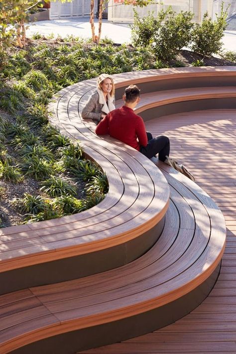 40 Unboring Park Bench Designs Which are Extraordinary - Bored Art Park Bench Design, Landscape And Urbanism Architecture, Curved Bench, Urban Landscape Design, Modern Landscape Design, Landscape And Urbanism, Landscape Architecture Design, Landscape Designs, Urban Furniture