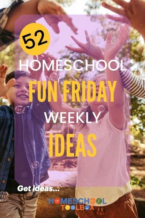 A list of 52 Fun Friday ideas for your homeschool! Simple, easy and fun ideas and activities for your homeschool students! Fun Friday Ideas, Homeschool Group Activities, Homeschool Middle School Curriculum, Homeschool Coop, Relaxed Homeschooling, Homeschool Fun, Homeschool Middle School, Homeschool Field Trips, Homeschool Social Studies