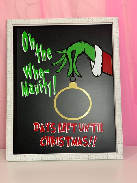 Grinch Countdown To Christmas, Chalkboard Christmas Countdown, Grinch Christmas Countdown Svg, Count Down To Christmas Sign, Christmas Countdown Wood Sign, Countdown To Christmas Sign, Christmas Chalkboard, Countdown To Christmas, Custom Decor