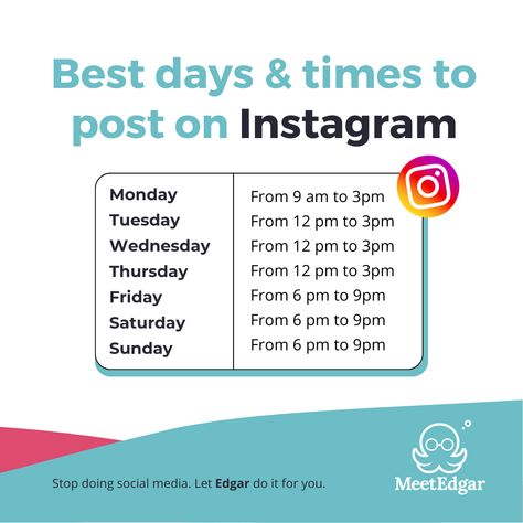 Ahoy Instagrammers, let's dive into the best times to post on Instagram  According to HubSpot's 2024 Social Trends Report, here are the top times for each day. Save this post and let's ride the Instagram wave together!   #InstagramTips #BestTimesToPost #SocialMediaStrategy #ContentPlanning #SocialMediaMarketing  #InstaGrowth #ContentCreation #DigitalMarketing #SocialMediaSuccess #MarketingTips #MeetEdgar Posting Schedule Instagram, Instagram Posting Schedule 2024, Schedule Instagram Posts, Instagram Posting Schedule, Posting Schedule, First Instagram Post, To Post On Instagram, Social Media Guide, Evergreen Content