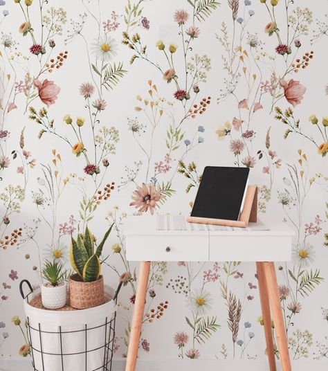 Wildflower Mural, Kindergarten Wallpaper, Grass Wallpaper, Peony Wallpaper, Murals For Kids, Mural Floral, Big Girl Rooms, Nursery Wallpaper, Leaf Wallpaper