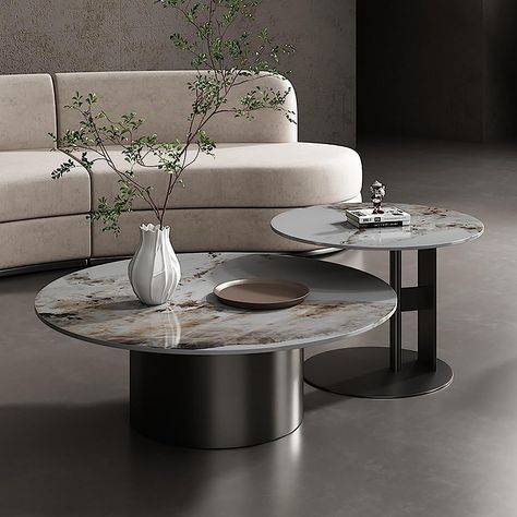 Centre Table Design, Slate Coffee Table, Round Coffee Table Living Room, Middle Table, Round Coffee Table Sets, Round Nesting Coffee Tables, Center Table Living Room, Luxury Coffee Table, Stone Coffee Table