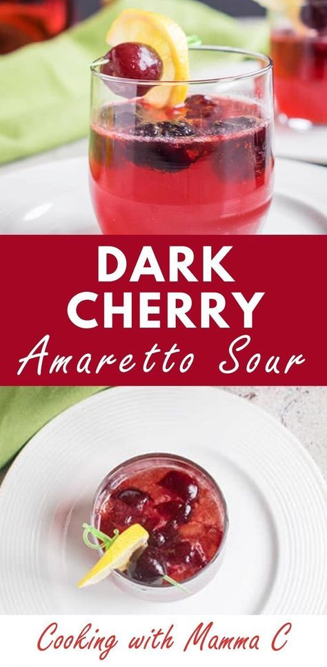 Cocktail With Cherries, Drink With Amaretto, Christmas Drinks With Amaretto, Easy Amaretto Drinks, Drinks With Cherries, Cherry Drinks Alcoholic, Drinks With Amaretto, Black Cherry Cocktail, Amaretto Drinks Recipes