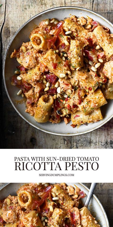 Delish Dinner Recipes, Vegetarian Pasta Dinner Recipes, Dinner To Impress In Laws, Quick After Work Dinners, Ricotta Recipes Dinner, Healthy Pasta Meals, Ricotta Pesto Pasta, Ricotta Sandwich, Brunch Pasta