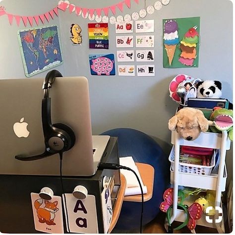 My VIPKID classroom. #vipkid #vipkidclassroom #vipkidlife #vipkididaho Online Classroom Setup, Palfish Classroom Background, Homeschool Room Decor, Conversation Starters For Kids, Vip Kid, Classroom Background, Online Teacher, Teaching English Online, Virtual Classroom