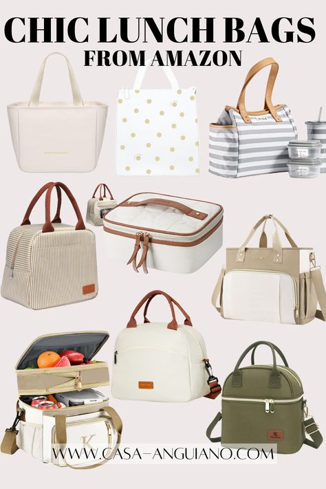 Lunch bags do not need to be boring. Here's a roundup of cute & stylish lunch bags! Cute Lunch Bags For Women, Neutral Lunch Bag, Lunch Bags For Adults, Lunch Bag For Work, Lunch Bags Aesthetic, Lunch Bags For Women To Work, Aesthetic Lunch Bags, Lunch Bag Aesthetic, Trendy Lunch Bag