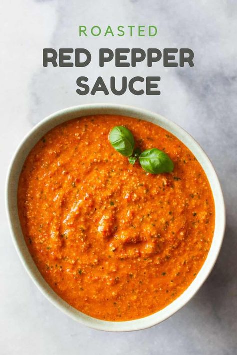 Roasted red pepper sauce is quick to prepare and can be used to jazz up any number of meals like sandwiches, wraps, eggs, meat, and pasta. This is a fantastic meal prep recipe! #pepper #sauce #sidedish #mealprep Bell Pepper Sauce Recipe, Red Bell Pepper Sauce, Roasted Red Peppers Recipes, Bell Pepper Sauce, Red Pepper Pasta Sauce, Roasted Red Bell Pepper, Patio Cafe, Mexican Quinoa Salad, Red Pepper Recipes