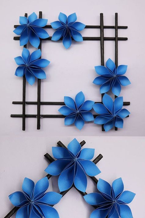 Beautiful paper Flowers making Video - DIY paper Wall Hanging - DIY paper Handmade Craft - Easy paper Flowers making Tutorial - Room Decor and home Decor Ideas. #Flowers #Handmade #WallHanging Diy Wall Hanging Paper, Diy Wall Hanging Crafts, Paper Flower Wall Art, Paper Flowers Diy Easy, Paper Flower Garlands, Paper Flower Art, Easy Diy Room Decor, Paper Craft Videos, Easy Paper Flowers