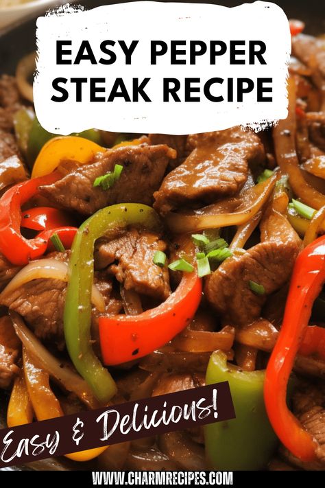 Savor the flavor of this easy pepper steak recipe that comes together in just a few steps. Perfect for weeknight dinners, this dish features strip steak, vibrant bell peppers, and a savory sauce that enhances every bite. Learn how to achieve that tender, juicy texture and enhance your cooking skills. Serve it over rice or noodles for a satisfying meal your whole family will love. Elevate your domestic dining experience with this delicious and straightforward pepper steak stir-fry recipe today! Skillet Pepper Steak Recipe, Steak Tips And Peppers, Flank Steak And Peppers, Steak Onions And Peppers Easy Recipes, Steak Bites With Peppers And Onions, Pepper Cube Steak Recipe, Stovetop Pepper Steak, Pepper Steak With Ground Beef, Green Pepper Steak Recipe Crock Pot