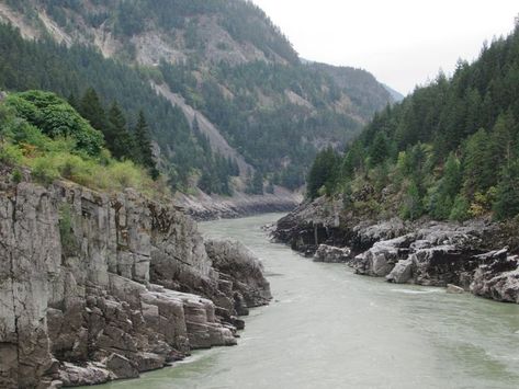 At Hell's Gate Canyon the Fraser River is squeezed between sheer rock walls which presented a serious challenge to early explorers and railway builders. Washington Nature, Hidden Forest, Fraser River, Eastern Oregon, Columbia River Gorge, Columbia River, Rolling Hills, The Pacific Northwest, Lush Green