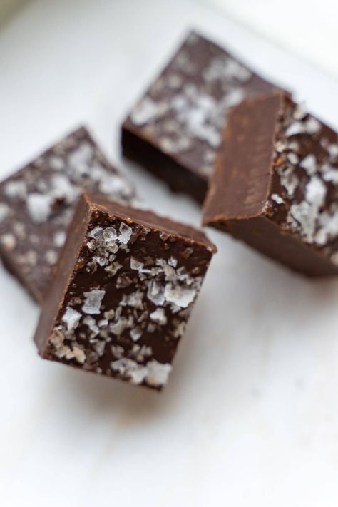 Dark Chocolate Sea Salt Fudge, Sea Salt Fudge, Food Baskets For Christmas, Easy Fudge Recipe, Sea Salt Recipes, Dark Chocolate Bark, Food Baskets, Easy Fudge, Simple Baking