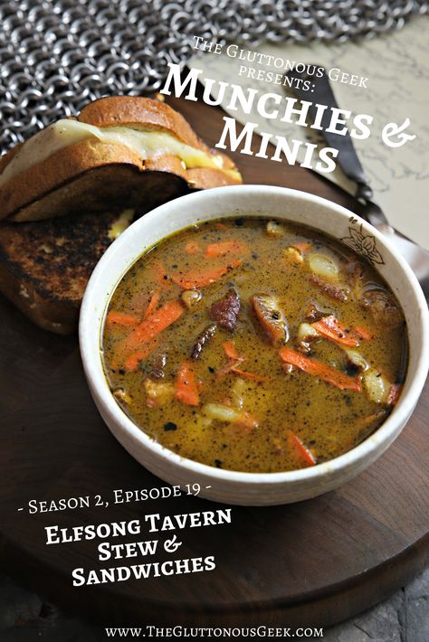 Hobbit Stew, Tavern Food Ideas, Dungeons And Dragons Food Recipes, Dnd Meals, House Of The Dragon Recipes, Fantasy Tavern Food Recipes, Tavern Dinner, Tavern Food Recipes, Tavern Party