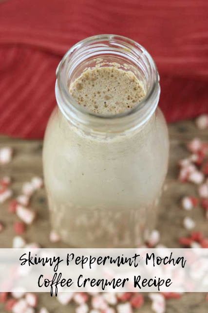 This skinny peppermint mocha coffee creamer uses unsweetened almond milk and coconut sugar, so it's dairy free and natural. #coffeereamer #peppermintmocha Peppermint Creamer, Mocha Coffee Creamer Recipe, Mocha Creamer Recipe, Peppermint Mocha Coffee Creamer, Peppermint Coffee Creamer, Almond Milk Coffee Creamer, French Vanilla Coffee Creamer, Peppermint Mocha Coffee, Mocha Coffee Recipe