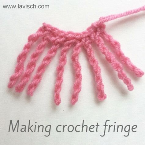 Crochet Border Patterns, Crochet Edging Patterns, Crochet Cord, Crochet Fringe, Crochet Ornaments, Crochet Borders, Crochet Stitches Patterns, Diy Knitting, Crochet Edging