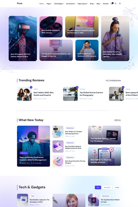 The "Puva" WordPress theme is designed for creating affiliate product review websites. Affiliate Website Design, Modern Blog Website Design, Blogs Ui Design, Website Blog Design Layout, Blog Ui Design, Website Themes Wordpress, Webpage Layout, Beauty Web, Blog Layout Design