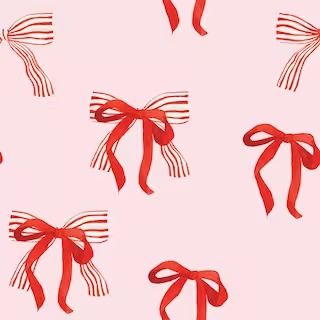 PineapplesAndPoppies - Etsy Hand Printed Wrapping Paper Christmas, Christmas Bows Wallpaper, Pink And Red Christmas Aesthetic, Christmas Bow Background, Christmas Bow Aesthetic, Pink Bow Christmas, Christmas Bow Wallpaper, Cute Christmas Prints, Vintage Wrapping Paper Christmas