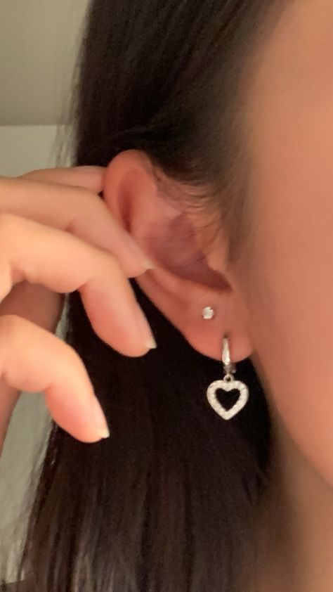 2nd Ears Pierced, Two Love Piercings, Earing 2 Piercing, Second Ears Pierced, Ear Double Piercing, Ear Percinings Two, Earrings 2 Holes Silver, 2 Pierced Ears, Two Ear Pearcing Ideas