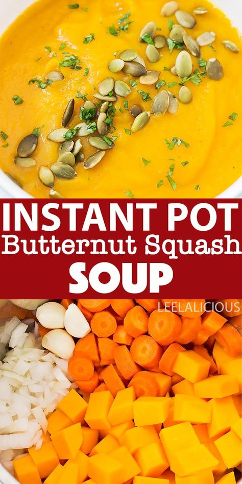 Panera Butternut Squash Soup, Instant Pot Butternut Squash Soup, Instant Pot Butternut Squash, Vegan Butternut Squash Soup, Frozen Butternut Squash, Butternut Squash Cubes, Butternut Soup, Butternut Squash Recipes Soup, Squash Soup Recipe