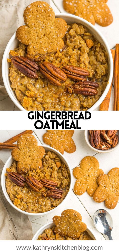 Gingerbread Oatmeal is made with classic gingerbread flavors and healthy wholesome ingredients! This easy breakfast is made on the stove top and takes less than 20 minutes to make! Gingerbread Oatmeal, Oatmeal Healthy, Budget Food, Easy Gingerbread, Cooking Oatmeal, Drink Inspiration, Oatmeal Recipe, Star Food, Healthy Oatmeal