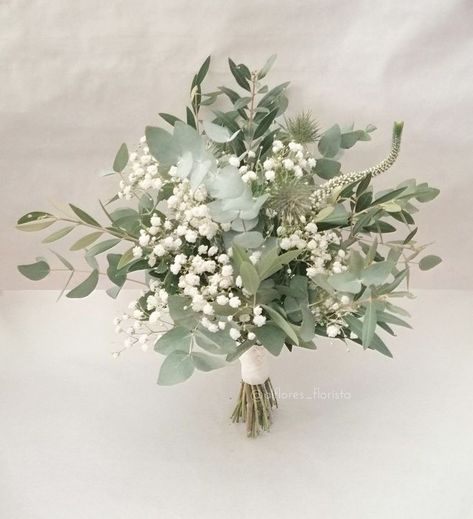 Bridal bouquets Bridesmaids Greenery Bouquet, Rosemary And Eucalyptus Wedding, Faux Bouquet Wedding, Winter Wedding Bouquet Simple, Natural Wedding Bouquet Simple, Bridesmaid Bouquet Eucalyptus White, Bridesmaid Bouquet Vs Bride Bouquet, Greens Bouquet Wedding, White And Green Wedding Bouquet Eucalyptus