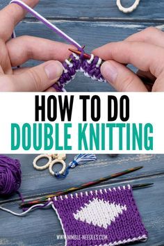 Knitting With Two Colors How To, Double Knit Potholder, Double Knitted Potholders, Knit Color Change, How To Add A New Color In Knitting, Crafts By Amanda, Double Yarn Knitting, How To Knit Different Colors, How To Knit Different Stitches