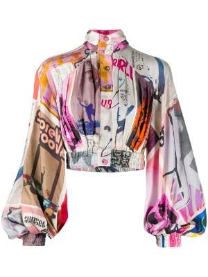 Bg Color, High Collar Blouse, High Collar Shirts, Colorful Blouse, Printed Silk Skirt, Silk Skirt, Collar Blouse, Stage Outfits, Mode Inspiration