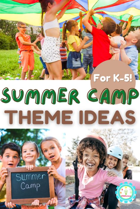 Summer Camps For Kids Themes, Kids Summer Theme Weeks, Summer School Enrichment Ideas, Summer Ideas For Elementary Kids, Teaching Summer School Ideas, Camp Ideas For Kids Summer, Mom Camp Ideas, Christian Summer Camp Themes, Summer Camp At Home Themes