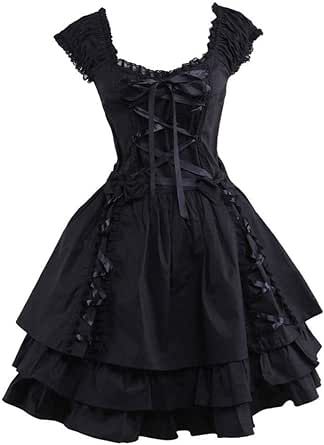 Ainclu Womens Classic Black Layered Lace-up Goth Lolita Dress Goth Dress, Gothic Dress, Mori Girl, One Piece Dress, Lolita Dress, Gothic Lolita, Lolita Fashion, Gothic Fashion, Featuring Dress