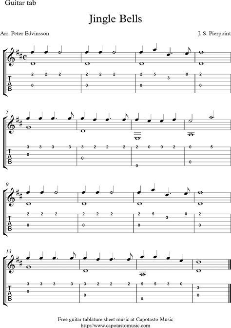 Jingle Bells, free Christmas guitar tab solo sheet music Christmas Guitar Tab, Ukulele Videos, Christmas Guitar, Sax Music, Guitar Tabs For Beginners, Guitar Songs For Beginners, Xmas Music, Easy Guitar Songs, Guitar Notes