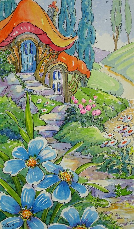 Alida Akers, Cottage Illustration, Storybook Art, Marjolein Bastin, Storybook Cottage, Cottage Art, Hur Man Målar, Fairytale Art, Little Cottage