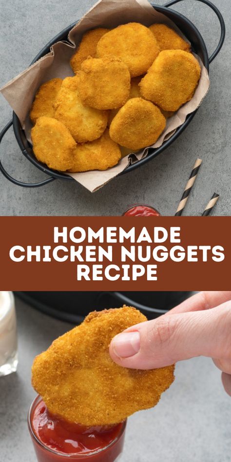 Kids and grown ups both love these homemade chicken nuggets! With a carefully chosen blend of seasoning and a perfectly crisp coating, you’ll never want to go back to fast food or frozen nuggets again! #dinner #recipe Homemade Freezer Chicken Nuggets, Canned Chicken Nuggets Recipe, Home Made Nuggets Recipe, Best Chicken Nuggets Recipe, Homemade Chicken Nuggets To Freeze, Homemade Nuggets For Kids, Blender Chicken Nuggets, Homemade Gluten Free Chicken Nuggets, Nugget Recipes Chicken