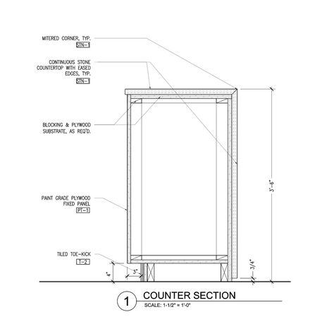 Image 22 of 26 from gallery of Compartes Melrose / AAmp Studio. Section 1 Millwork Details Drawing, Details Interior Design, Counter Detail, Kitchen Joinery, Furniture Details Drawing, Construction Drawing, Millwork Details, Interior Detailing, Drawing Furniture