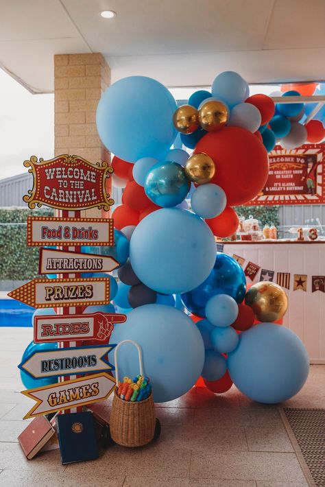 Carnival Circus Theme Party, First Birthday Carnival, Carnival Birthday Theme, Carnival Party Decorations, Circus 1st Birthdays, Circus Birthday Party Theme, Carnival Birthday Party Theme, Circus Carnival Party, Carnival Food