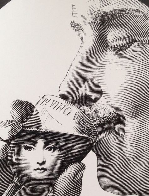 Fornasetti❤️ Embroidery, Humour, Art, Illustrations Posters, In Vino Veritas, Art Attack, Cocktail Glass, Abstract Artwork, Drawings