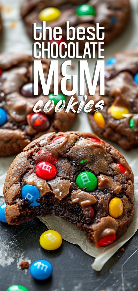 Soft Chocolate M&M Cookies [20 Minutes] – Chasety Monster Truck Snacks Food Ideas, Mnm Cookies Recipe, Chocolate M M Cookies, Bake Sale Ideas, Mnm Cookies, Baking Cinnamon, School Cookies, Kfc Recipe, Desert Ideas