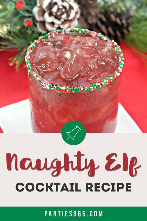 Want a fun Christmas cocktail recipe for your holiday party? A batch of these easy Naught Elf Cocktails with alcohol are sure to be a hit with your guests! #christmascocktail #christmasparty #cocktail #drinkrecipe #holidayparty Fun Christmas Cocktails, Purple Cocktails, Seasonal Cocktail, Christmas Sprinkles, Christmas Cocktail, Themed Drinks, Festive Cocktails, Elf Christmas, Spiced Rum