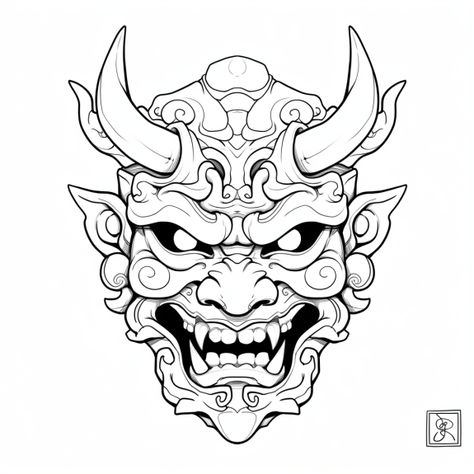 japanese tattoo designs Hannya Maske, Traditional Tattoo Outline, Japanese Mask Tattoo, Oni Mask Tattoo, Moth Art Print, Japanese Dragon Tattoo, Tattoo Outline Drawing, Mask Drawing, Stencil Ideas